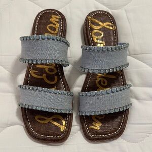Sam Edelman Blue Beaded Sandals - New and never worn!